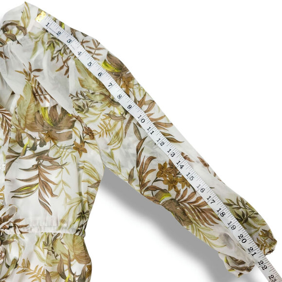 41 Hawthorn Petite Floral Midi Dress Button Front Tie Waist Ivory Resort Chic 5P - Picture 10 of 11